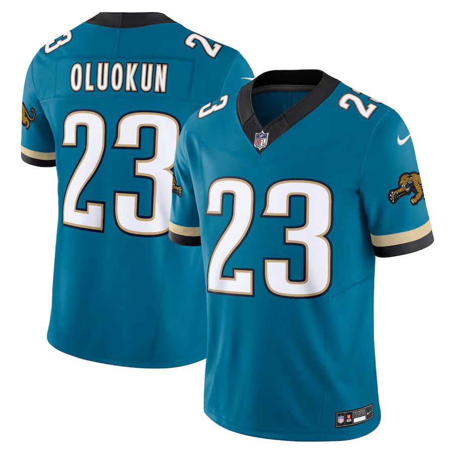 Men Jacksonville Jaguars #23 Foye Oluokun Green Nike Throwback Vapor F.U.S.E. Limited NFL Jersey